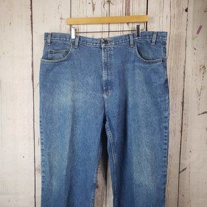 Kirklands Mens Denim Jeans Size 44 x 32 Straight Leg Cotton Medium Wash Blue